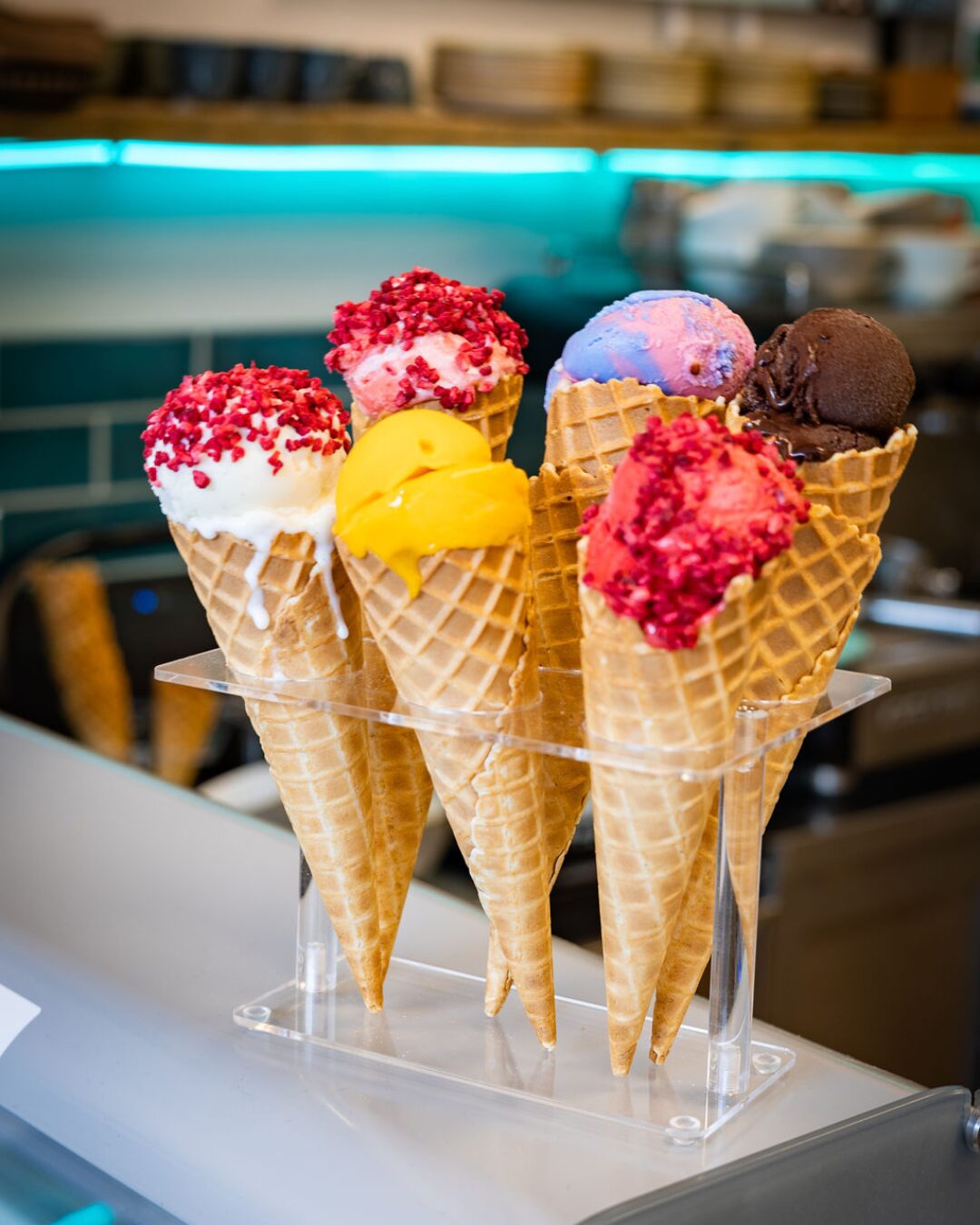 Ice creams on display at Small+Mighty cafe